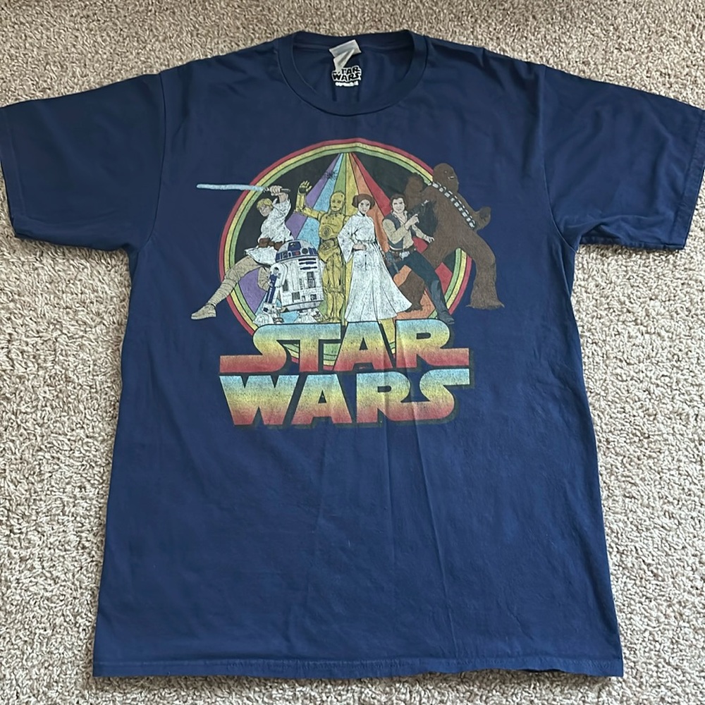 Like New Star Wars Rainbow A New Hope T-Shirt Navy Blue Sz ADULT MEDIUM